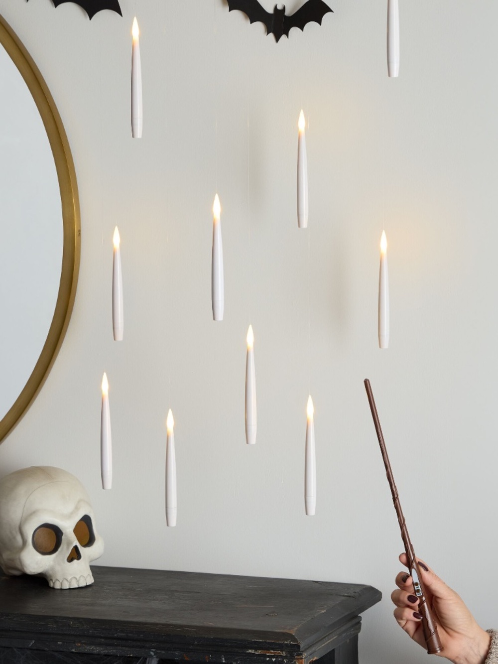 Insequil Magic Hanging Floating Candles Halloween Decor Set Of 10 w/Wand Remote
